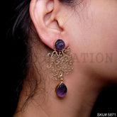 Gold plated Handmade Gemstone Drop and Dangle Earring SKU5871