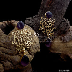 Gold plated Handmade Gemstone Drop and Dangle Earring SKU5871