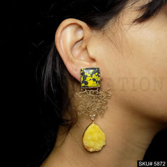 Gold plated Handmade Gemstone Drop and Dangle Earring SKU5872