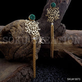 Gold plated Handmade Gemstone with Multi Chain Drop and Dangle Earring SKU5873