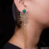 Gold plated Handmade Gemstone with Multi Chain Drop and Dangle Earring SKU5873