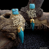Gold plated Handmade Turquoise Drop and Dangle Earring SKU5875