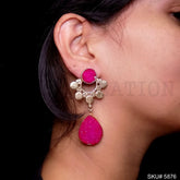 Gold plated Handmade Stone Drop and Dangle Earring SKU5876