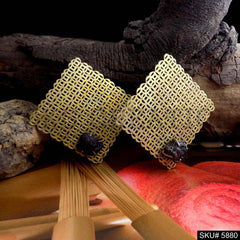 Gold plated Handmade Big Stud Earring SKU5880