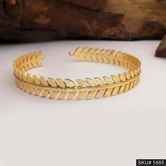 Gold Plated Unique Leaves Designer Cuff SKU5885