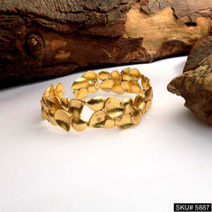 Gold Plated Leaves Unique Designer Cuff SKU5887