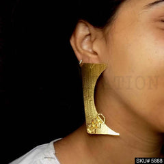 Gold plated Handmade Statement Big Stud Earring SKU5888