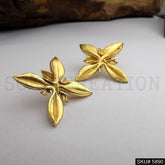 Gold plated Handmade Flower Big Stud Earring SKU5890