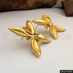 Gold plated Handmade Flower Big Stud Earring SKU5890