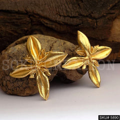 Gold plated Handmade Flower Big Stud Earring SKU5890