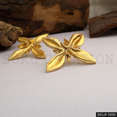 Gold plated Handmade Flower Big Stud Earring SKU5890