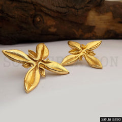 Gold plated Handmade Flower Big Stud Earring SKU5890