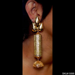 Gold plated Designer Long Drop and Dangle Jhumki Earring SKU5898