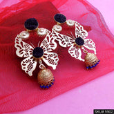 Gold plated Designer Butterfly Drop and Dangle Jhumki Earring SKU5902