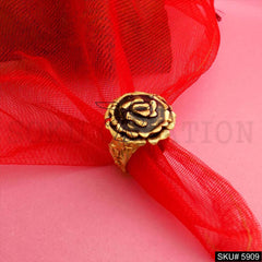 Gold Plated Rose Flower Designer Ring SKU5909