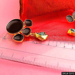 Gold plated Designer Turquoise and Black Enamel Drop and Dangle Earring SKU5910