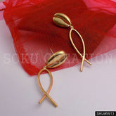 Gold plated Designer Shell and Knot Style Drop and Dangle Earring SKU5913