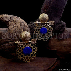 Gold plated Designer Statement Big Stud Earring SKU5922