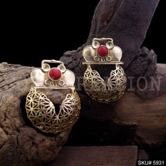 Gold plated Designer Big Stud Earring SKU5931