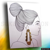 Gold plated Designer Hammered Long Drop and Dangle Earring SKU5939