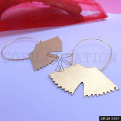Gold plated Designer Hammered Big Hoops Earring SKU5941