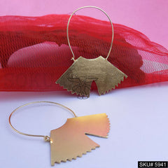 Gold plated Designer Hammered Big Hoops Earring SKU5941