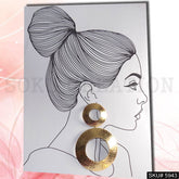 Gold plated Designer Hammered Statement Drop and Dangle Earring SKU5943