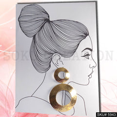 Gold plated Designer Hammered Statement Drop and Dangle Earring SKU5943