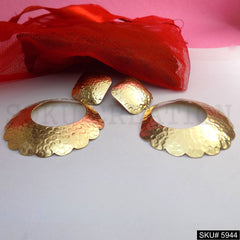 Gold plated Designer Hammered Statement Drop and Dangle Earring SKU5944