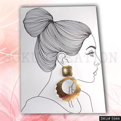 Gold plated Designer Hammered Statement Drop and Dangle Earring SKU5944