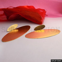 Gold plated Designer Hammered Statement Drop and Dangle Earring SKU5945