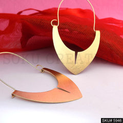 Gold plated Designer Hammered Statement Big Hoops Earring SKU5946