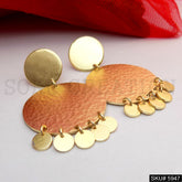 Gold plated Designer Hammered Statement Drop and Dangle Earring SKU5947