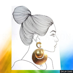 Gold plated Designer Hammered Statement Drop and Dangle Earring SKU5949