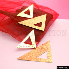 Gold plated Designer Hammered Statement Drop and Dangle Earring SKU5952