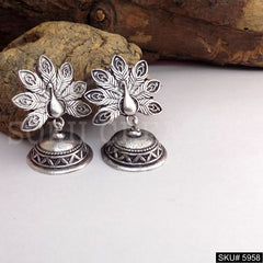 Silver plated Designer Peacock Jhumki Earring SKU5958