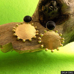 Gold plated Designer Handmade Big Stud Earring SKU5962