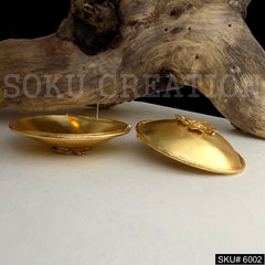 Gold plated Designer Rounded Flower Big Stud Earring SKU6002