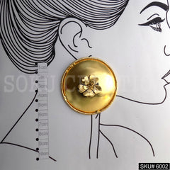Gold plated Designer Rounded Flower Big Stud Earring SKU6002