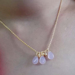 Gold Plated Chain Necklace with Pink Stone Chain Necklace SKU6015