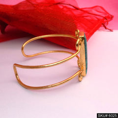 Gold Plated Unique Statement Turquoise or Black Gemstone Designer Cuff SKU6025