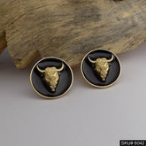 Gold plated Bull Design Handmade Stud Earring SKU6042