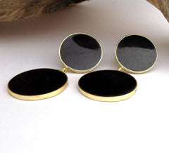 Gold plated Black Enamel Design Handmade Drop and Dangle Earring SKU6043