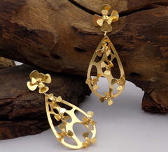 Gold plated Handmade Design Flower Drop and Dangle Earring SKU6064