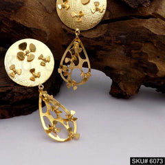Gold plated Handmade Design Flower Drop and Dangle Earring SKU6073