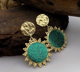 Gold plated Hammered Designer Drop and Dangle Earring SKU6087