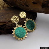 Gold plated Hammered Designer Drop and Dangle Earring SKU6087