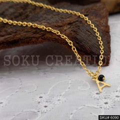 Gold Plated Alphabet A Letters Charm With Chain SKU6090
