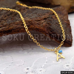 Gold Plated Alphabet A Letters Charm With Chain SKU6090