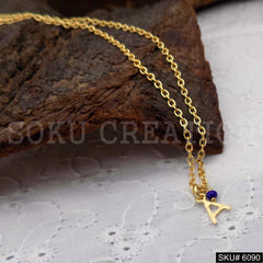 Gold Plated Alphabet A Letters Charm With Chain SKU6090